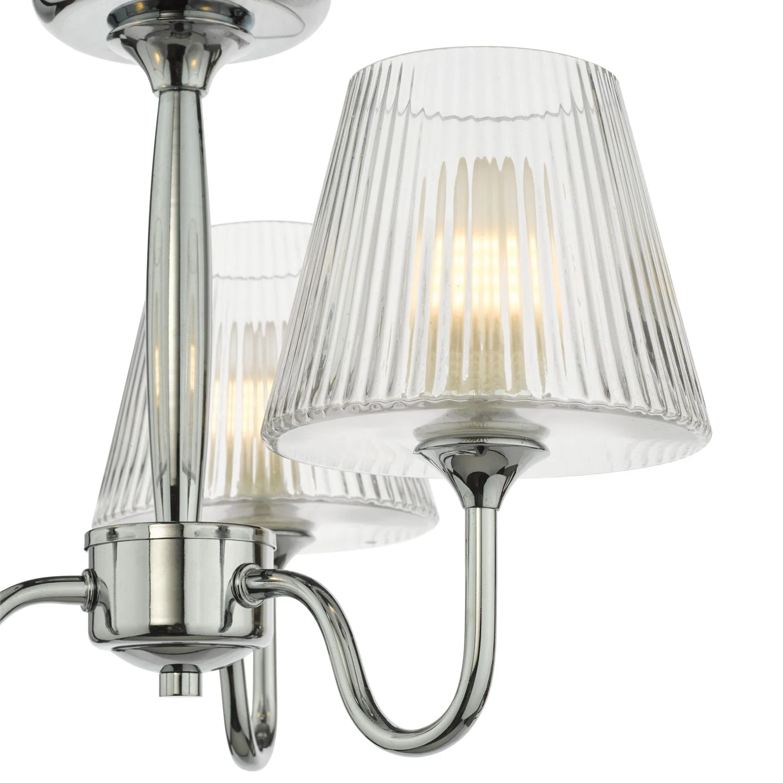 Rimaz 3 Light Bathroom Semi Flush IP44 Light- Polished Chrome and Ribbed Glass - Image 3