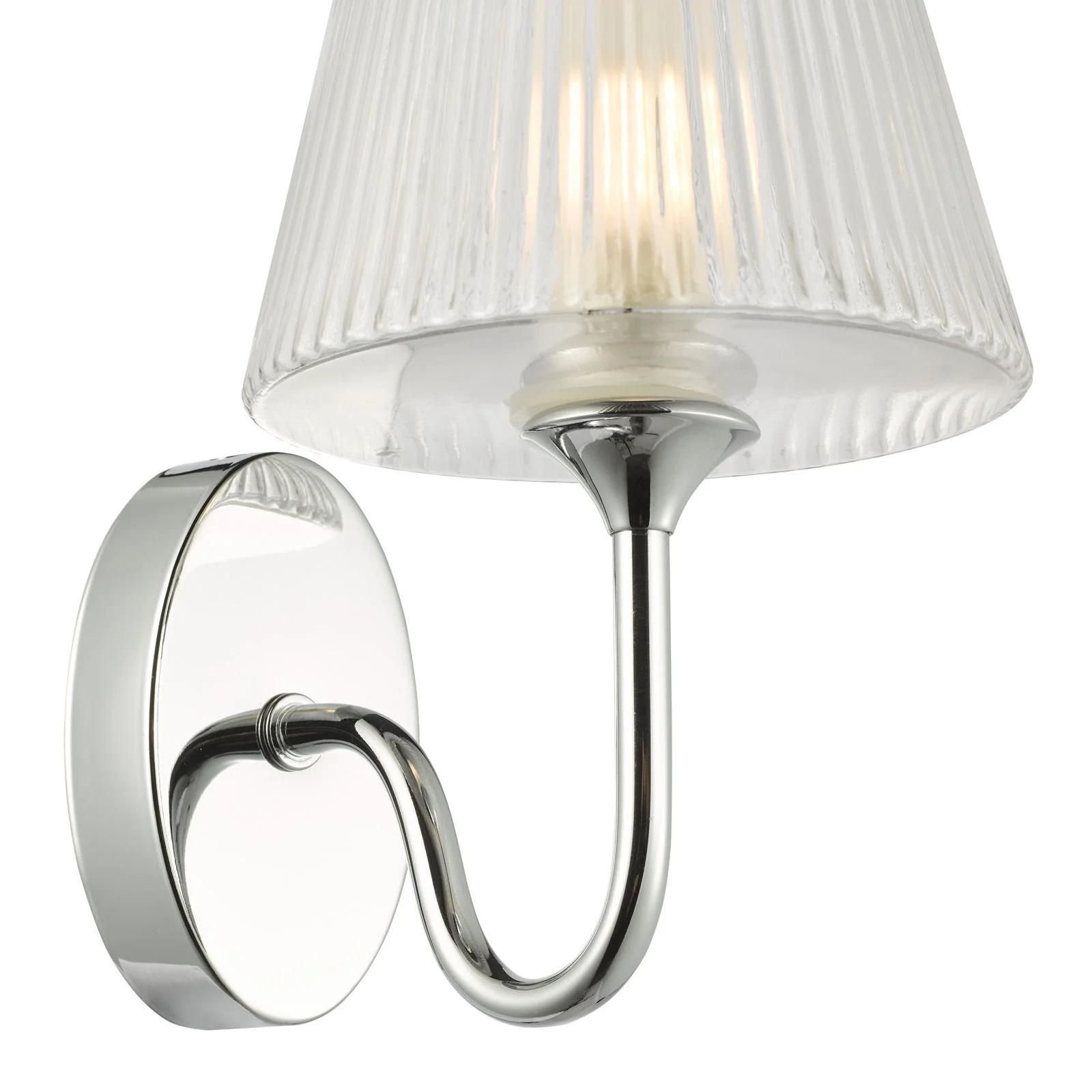 Rimaz Bathroom Wall Light IP44- Polished Chrome and Ribbed Glass - Image 3