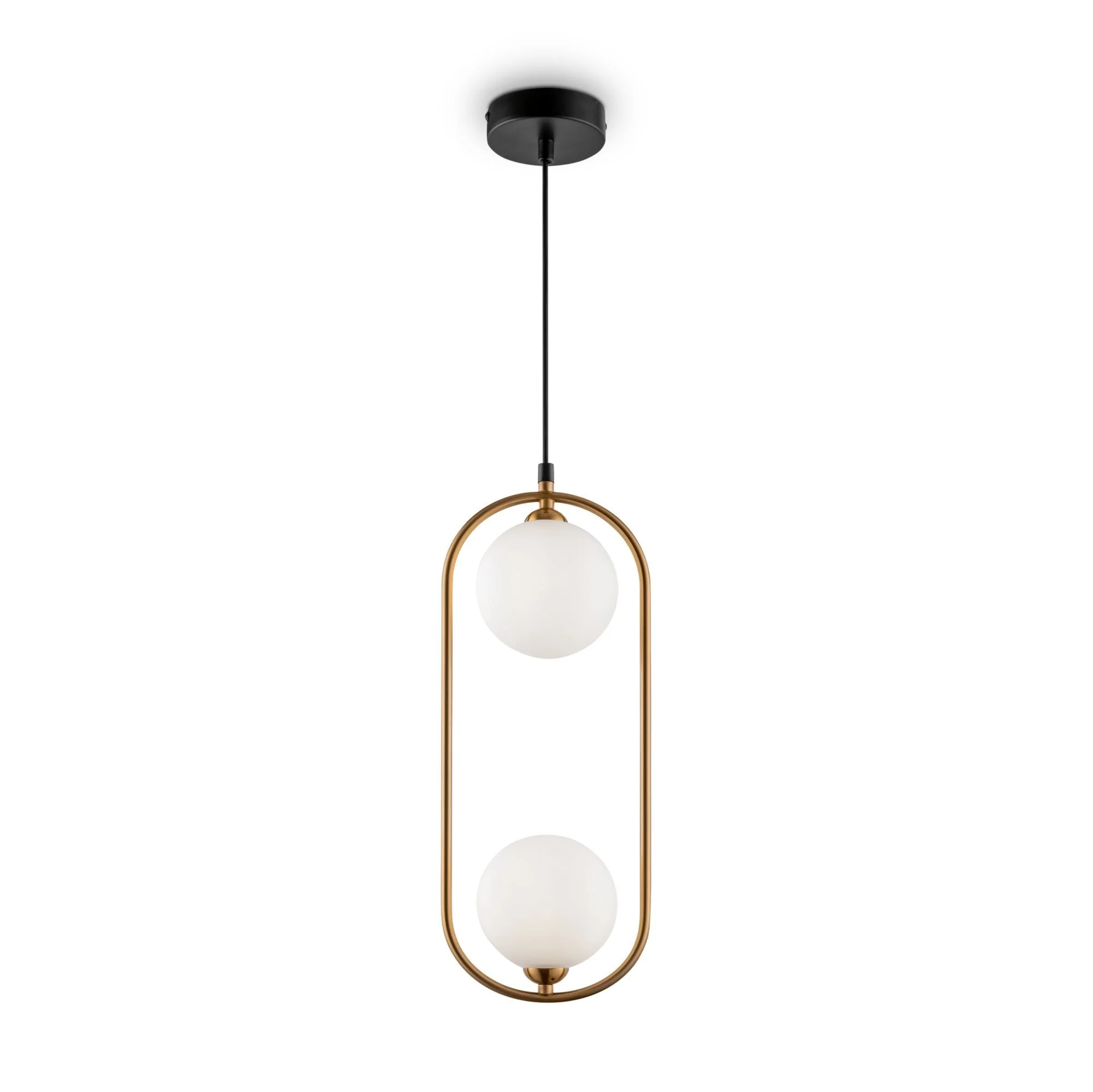 Ring 2Lt Centre Ceiling Light  - Black/White/Brass - Image 2