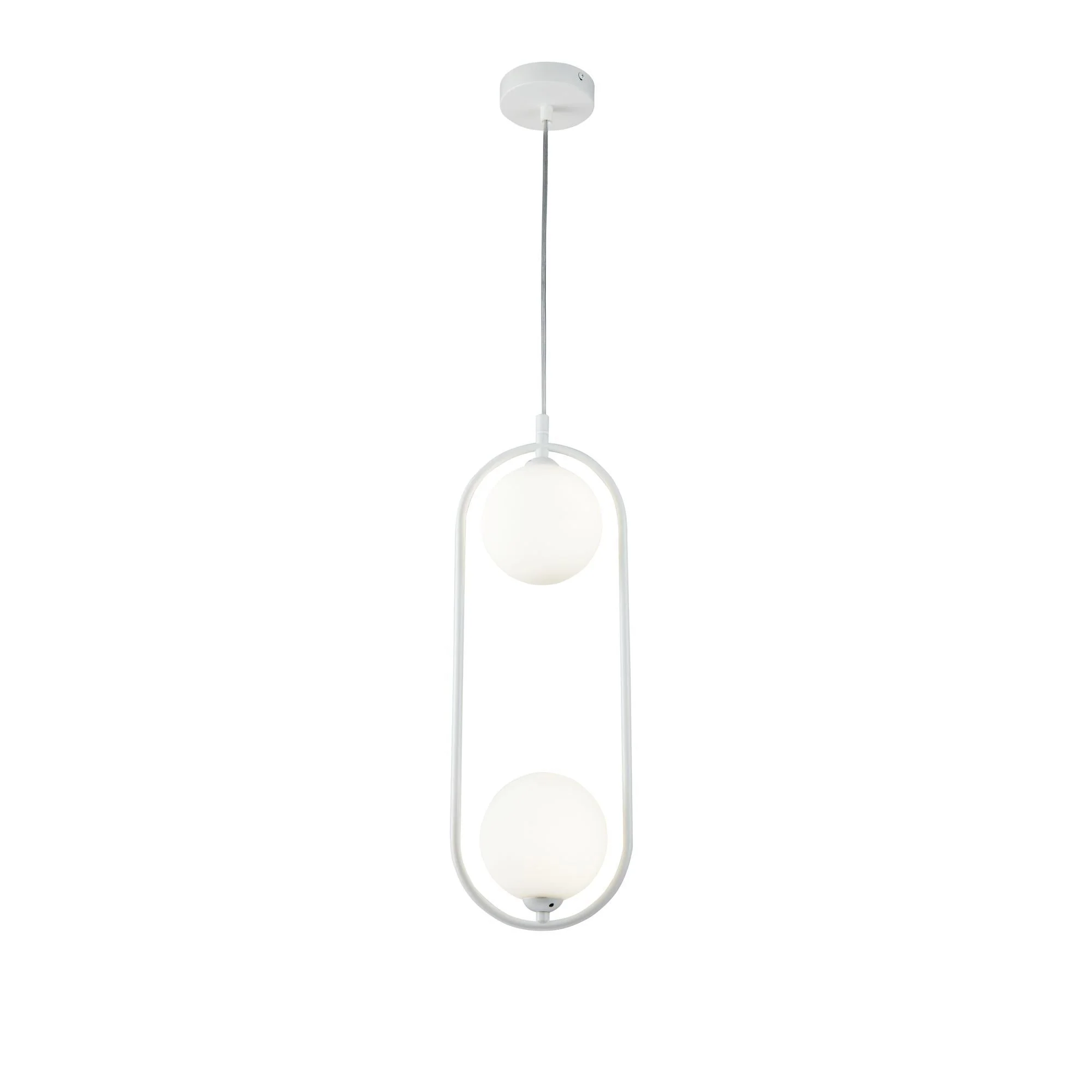 Ring 2Lt Centre Ceiling Light  - Black/White/Brass - Image 3