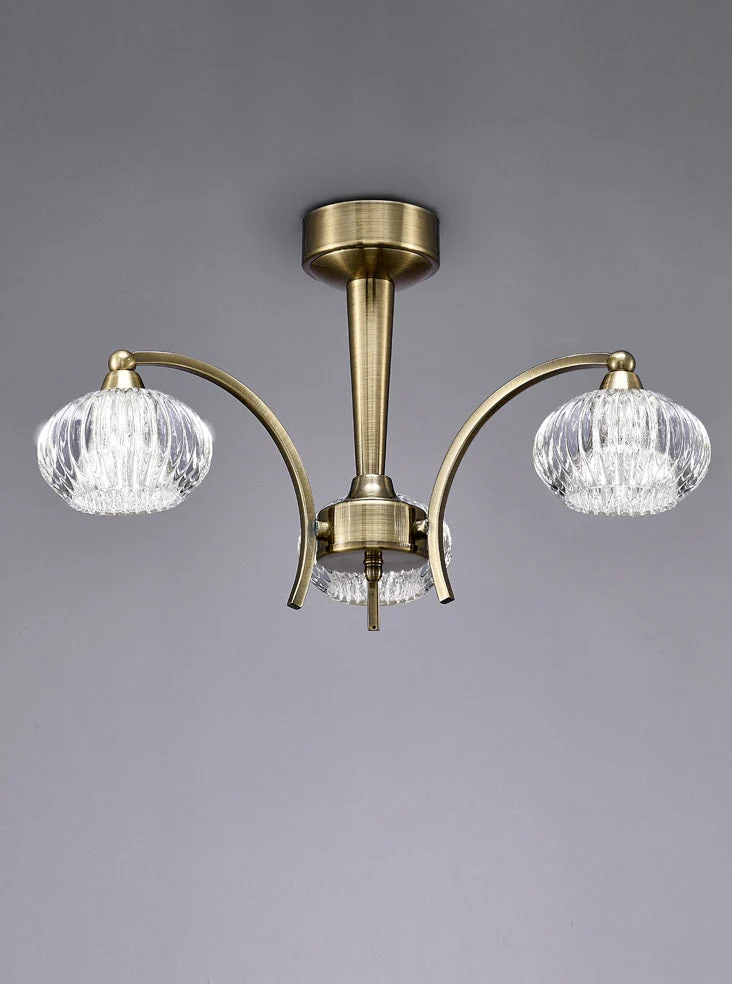 Ripley 3/5Lt Semi-Flush Ceiling Light - Satin Nickel/Bronze Finish - Image 2