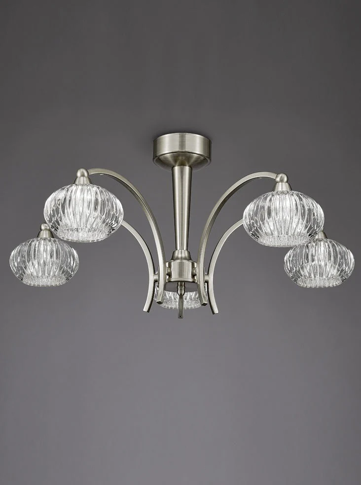 Ripley 3/5Lt Semi-Flush Ceiling Light - Satin Nickel/Bronze Finish - Image 3