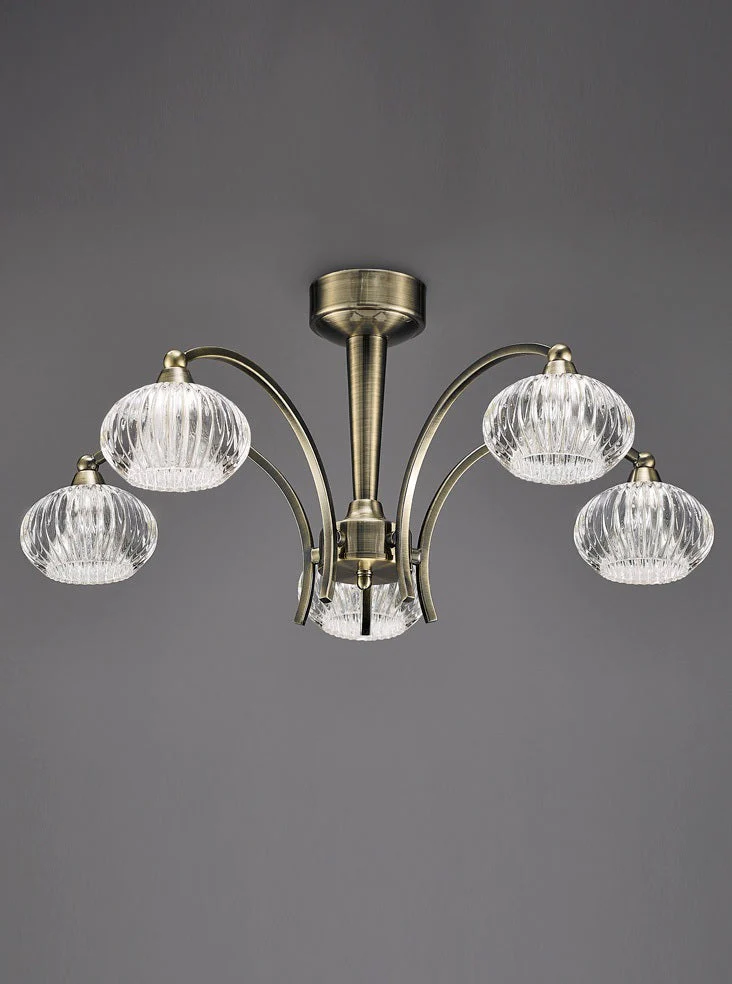 Ripley 3/5Lt Semi-Flush Ceiling Light - Satin Nickel/Bronze Finish - Image 4