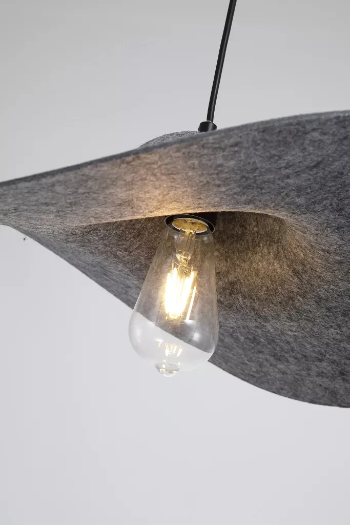 Ripple 1Lt Pendant-  Black Metal, Felt - Image 4
