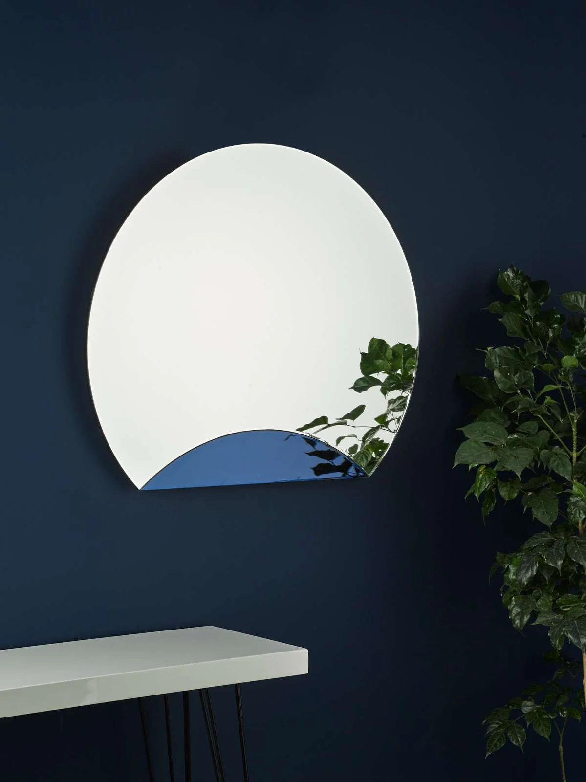 Rise Mirror With Blue Panel Detail 60 x 70cm - Image 2