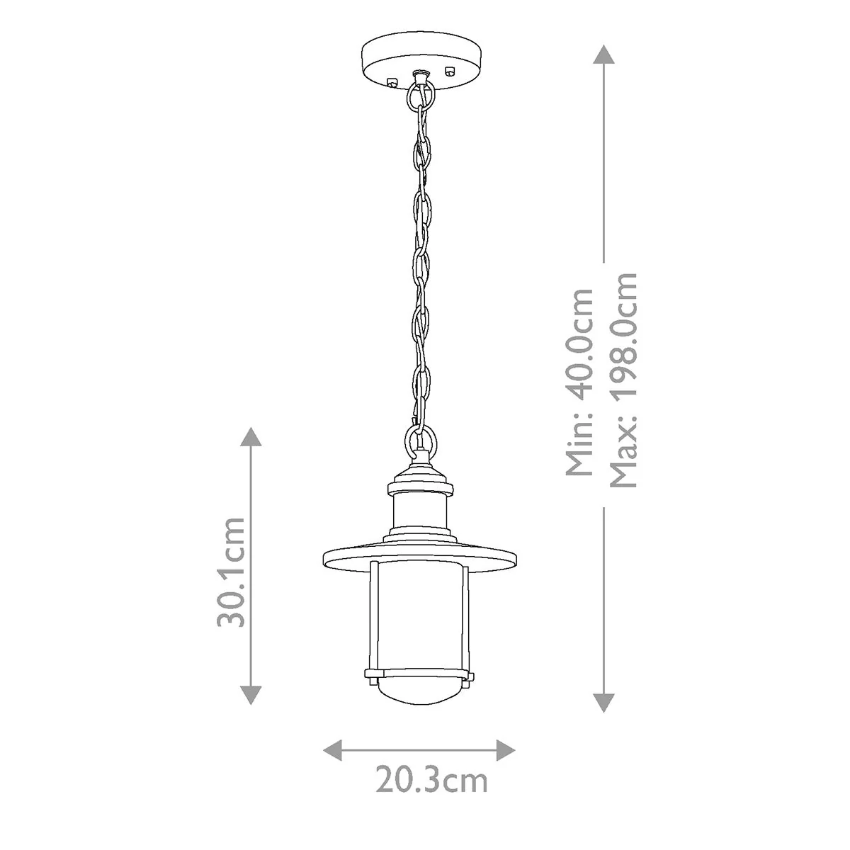 Riverwood Chain Lantern - Weathered Zinc IP44 E27 - Image 5