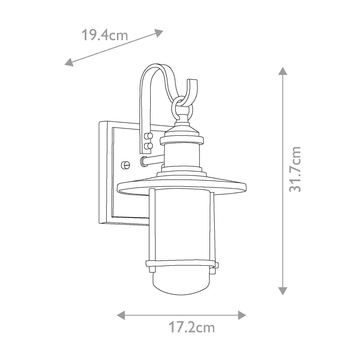 Riverwood Outdoor Lantern - Weathered Zinc E27 IP44 - Image 2