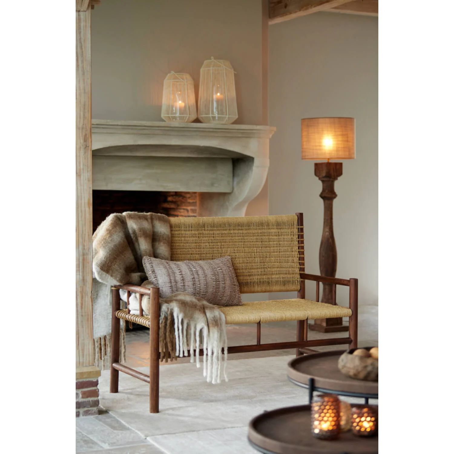 Robbia Wooden Floor Lamp - Dark/Light Brown - Image 7
