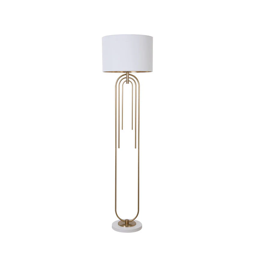 Roberta Floor Lamp Matt Brass with White & Black Finish - Image 2