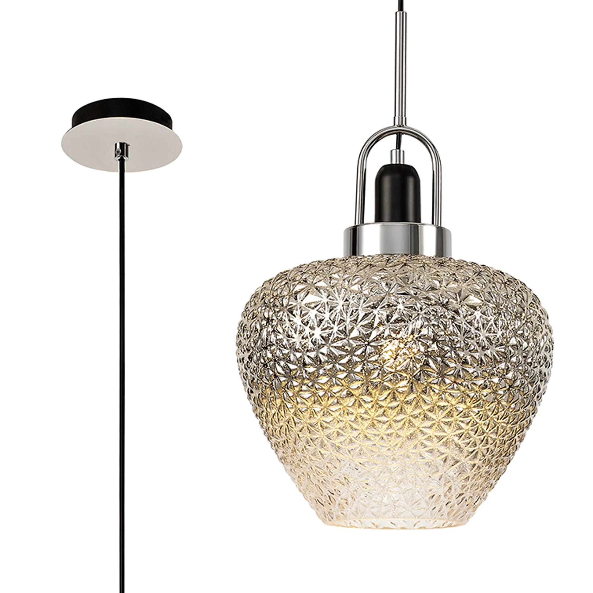 Robo Pendant, 1 x E27, Black Smoke Plated & Clear & Polished Chrome - Image 9