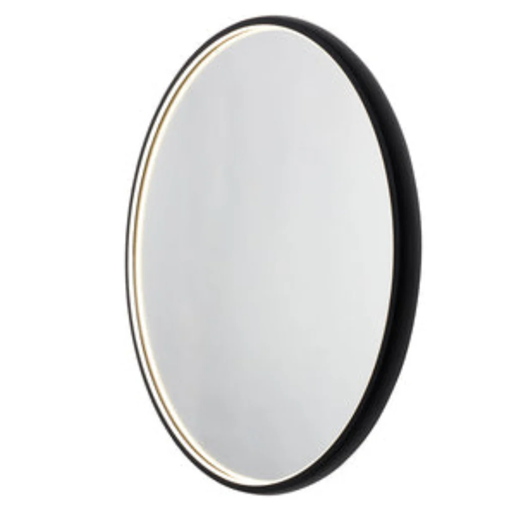 Roc LED Framed Bathroom Mirror with Demist- Black - Image 2