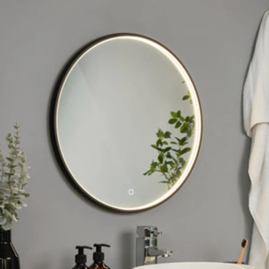 Roc LED Framed Bathroom Mirror with Demist- Black - Image 8