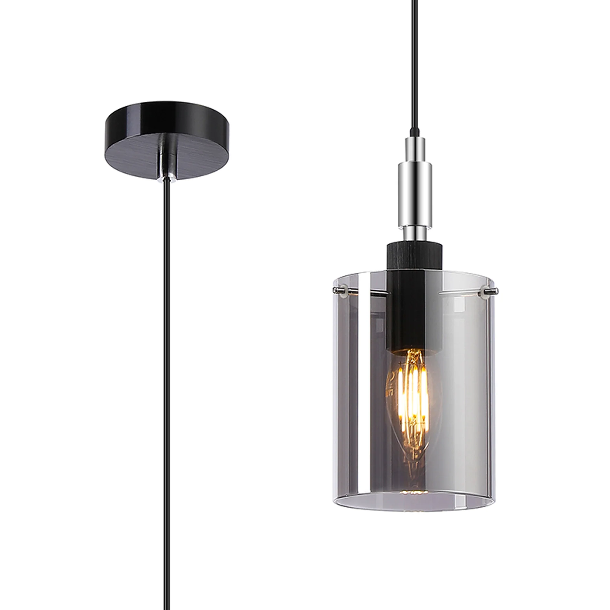 Rochford  Single Pendant Cylinder Glass IP44- Various Finishes - Image 11