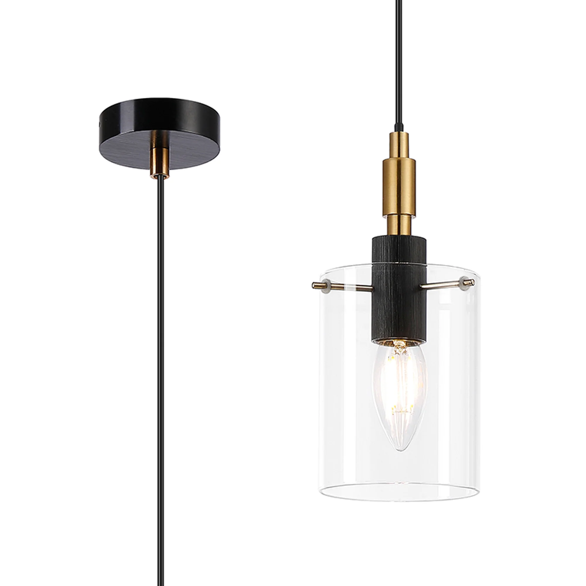 Rochford  Single Pendant Cylinder Glass IP44- Various Finishes - Image 4