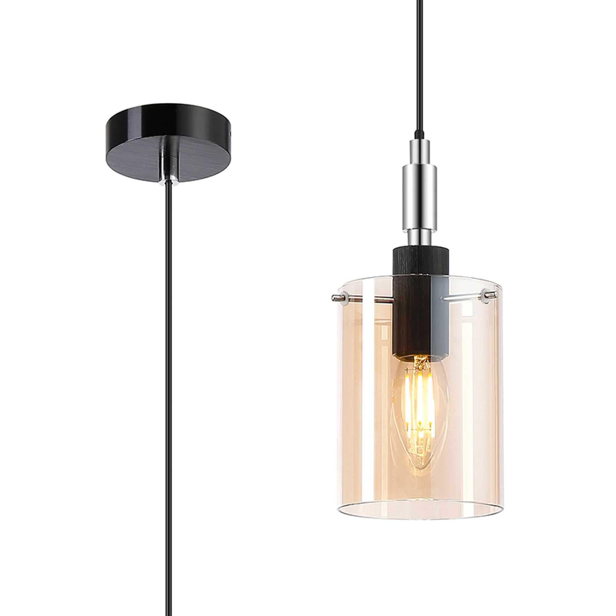 Rochford  Single Pendant Cylinder Glass IP44- Various Finishes - Image 5