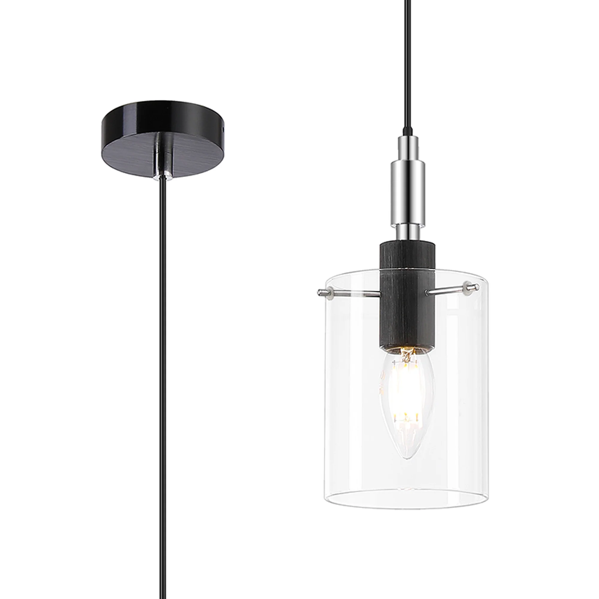Rochford  Single Pendant Cylinder Glass IP44- Various Finishes - Image 8