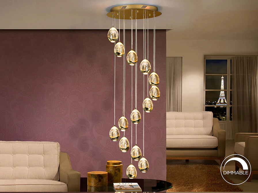 Rocio 14Lt LED Ceiling Light- Chrome/Gold Dimmable - Image 3