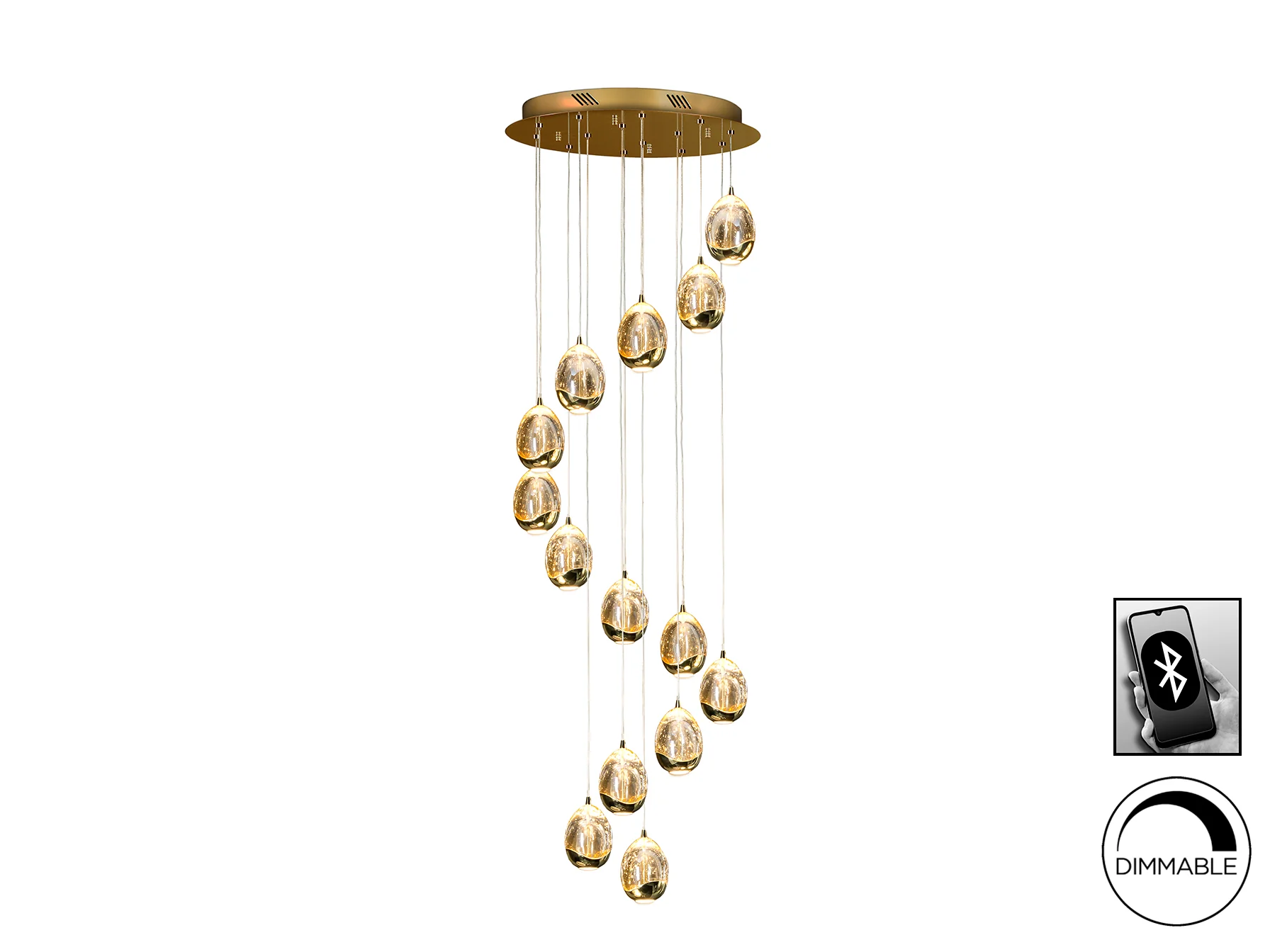 Rocio 14Lt LED Ceiling Light- Chrome/Gold Dimmable - Image 6