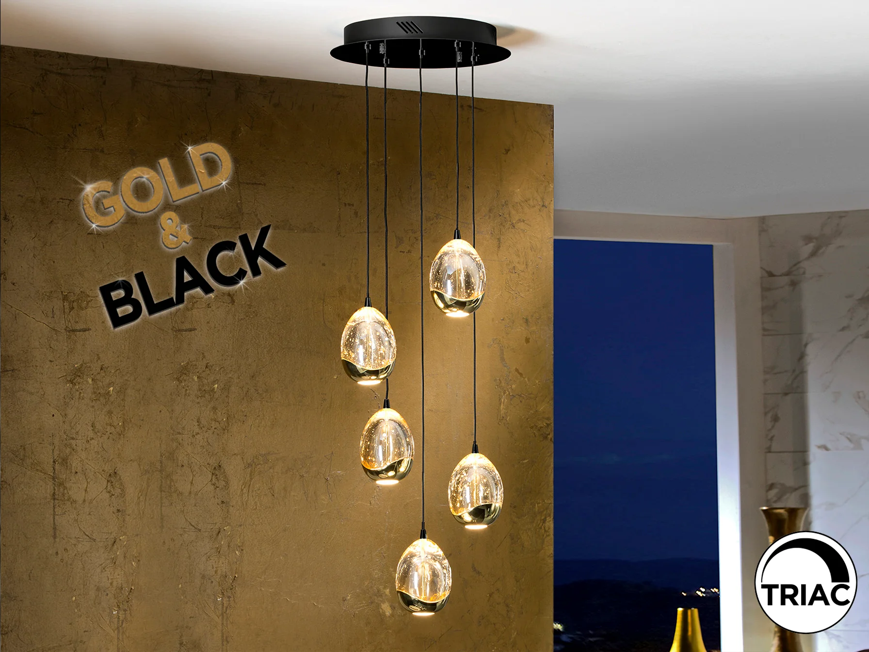 Rocio 5 LED Ceiling Light- Chrome/ Gold/ Black Finishes - Image 14