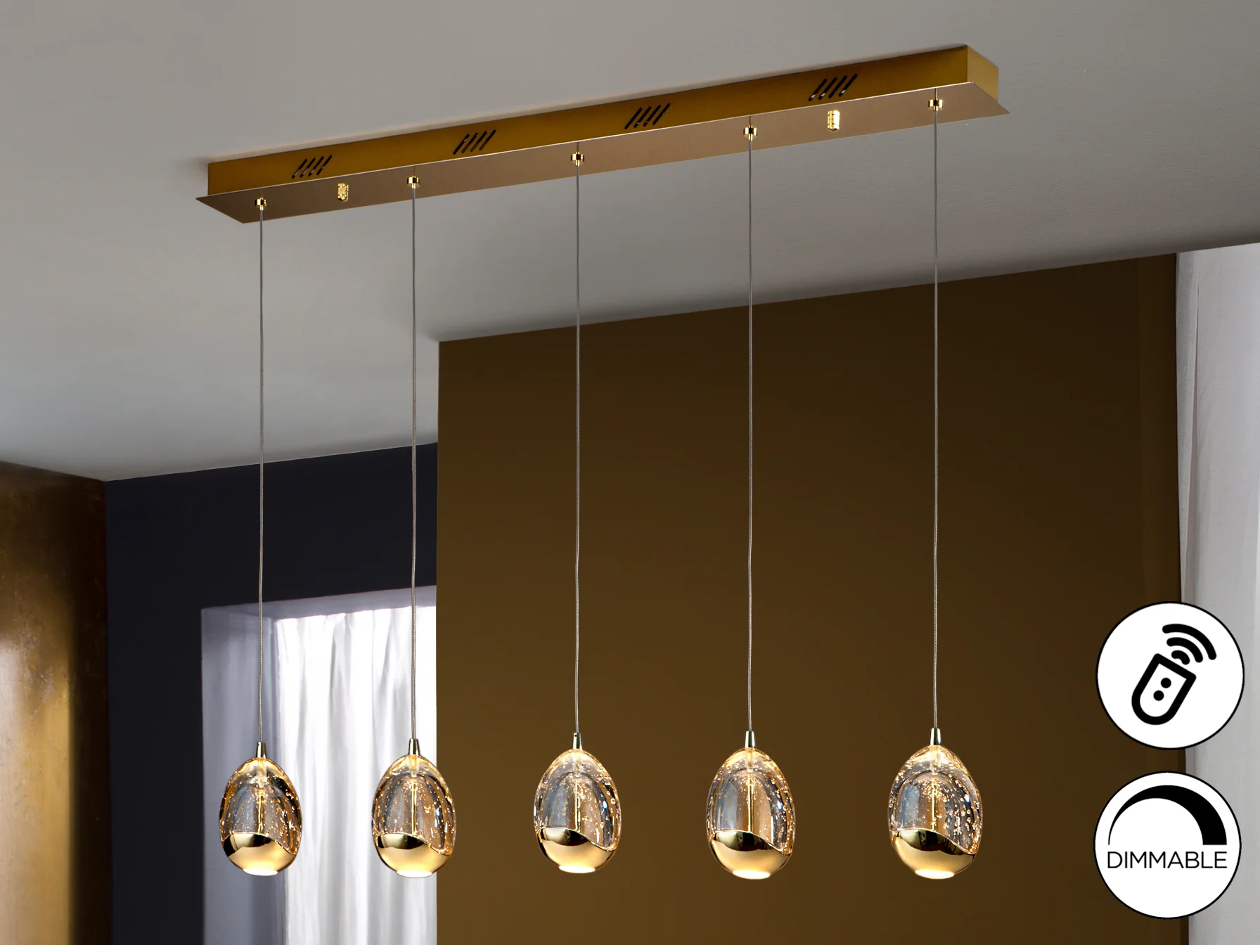 Rocio 5 LED Kitchen Table Island Light- Chrome/ Gold Finishes - Image 12