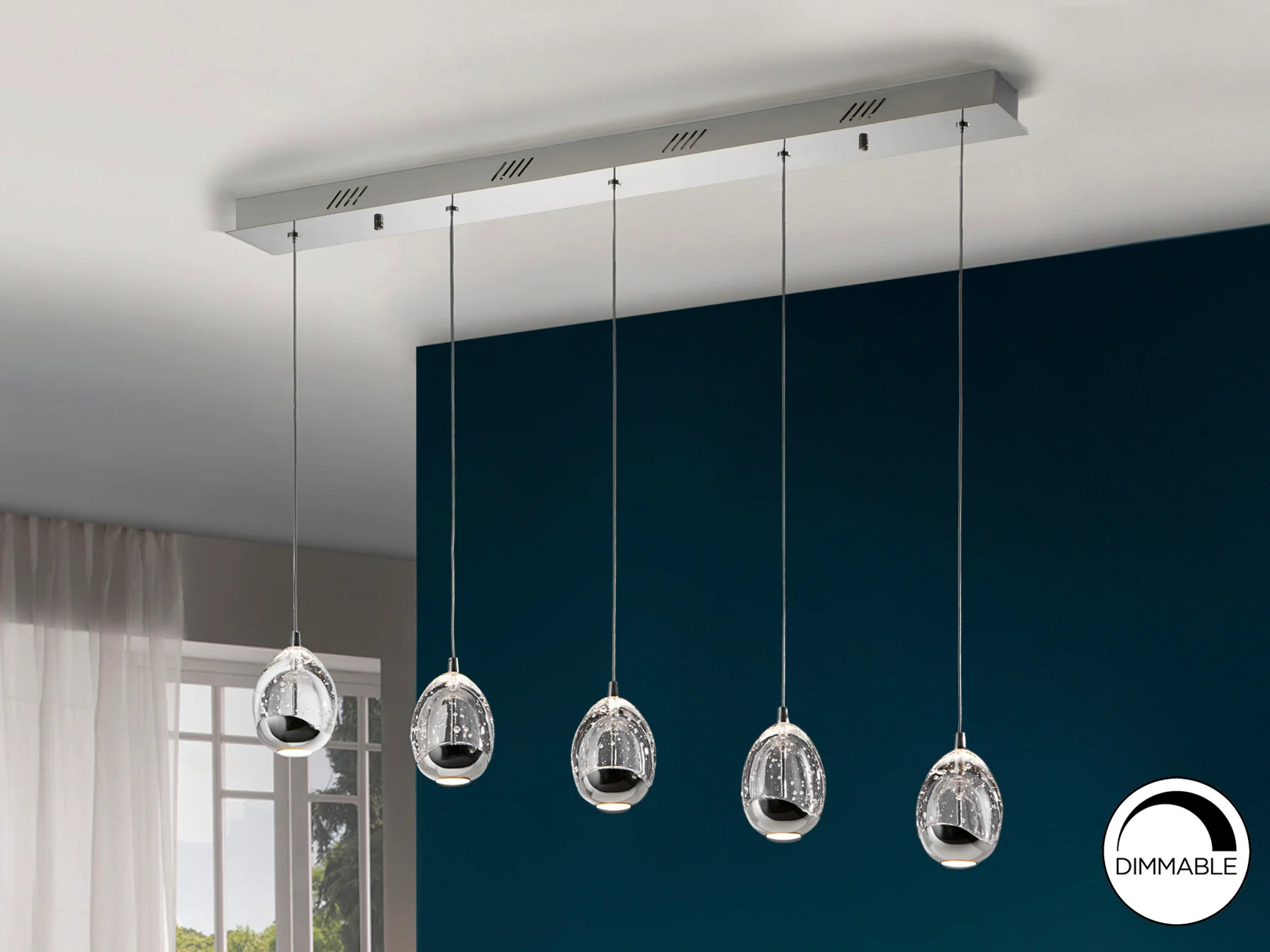 Rocio 5 LED Kitchen Table Island Light- Chrome/ Gold Finishes - Image 13