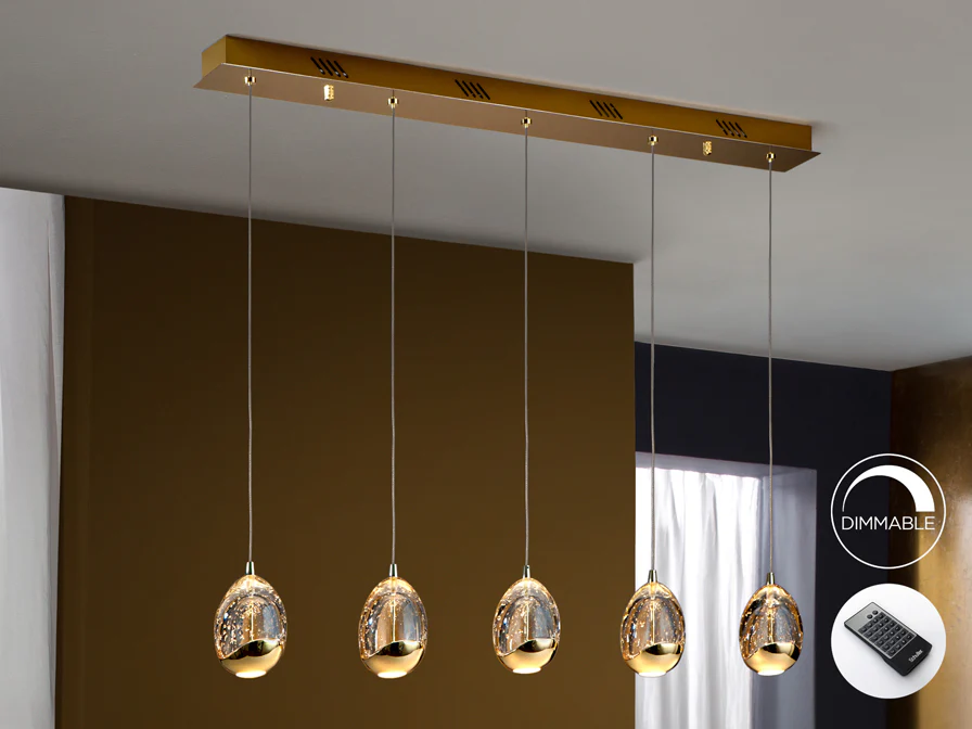 Rocio 5 LED Kitchen Table Island Light- Chrome/ Gold Finishes - Image 7