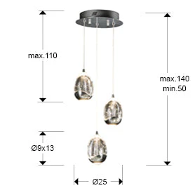 Rocio Cluster 3Lt In Various Finishes Ip20 Integrated Led - Image 4
