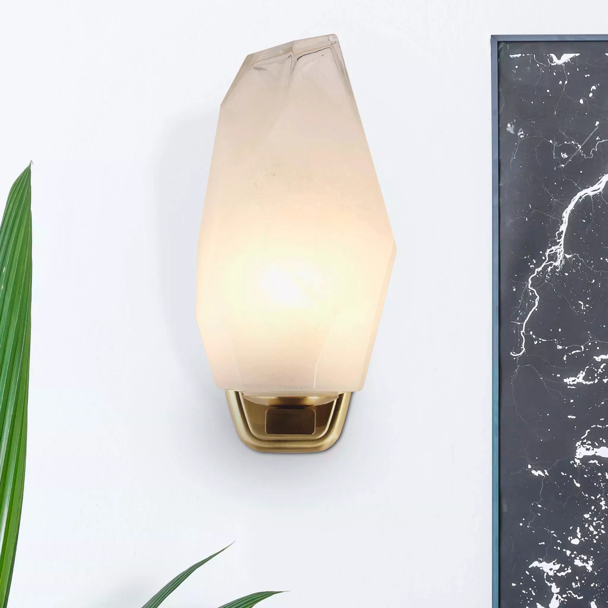 Rocky 1Lt Wall Light- Satin Brass Metal & Glass - Image 3