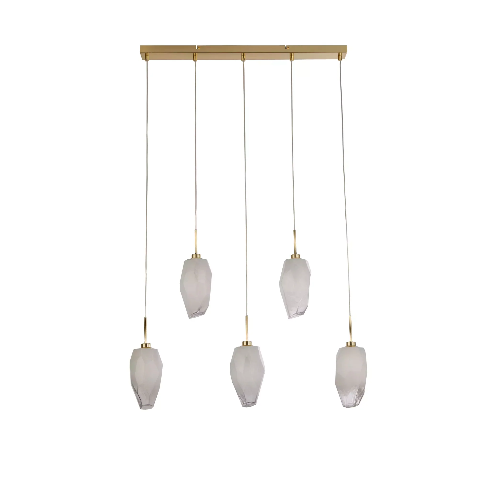 Rocky 5Lt Bar Pendant- Satin Brass Metal & Glass - Image 2