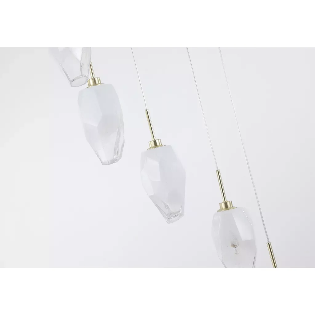 Rocky 8Lt Multi Drop Cluster Light- Satin Brass Metal & Glass - Image 4
