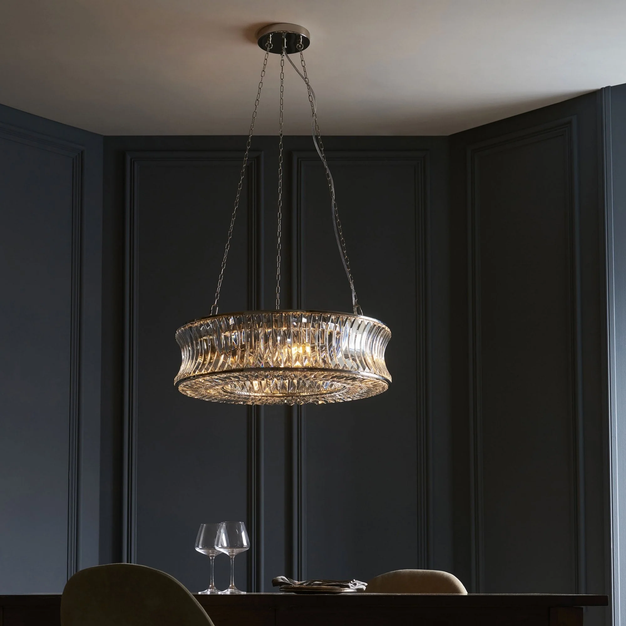Roco 6 Light Crystal Pendant - Brass/ Nickel - Image 10