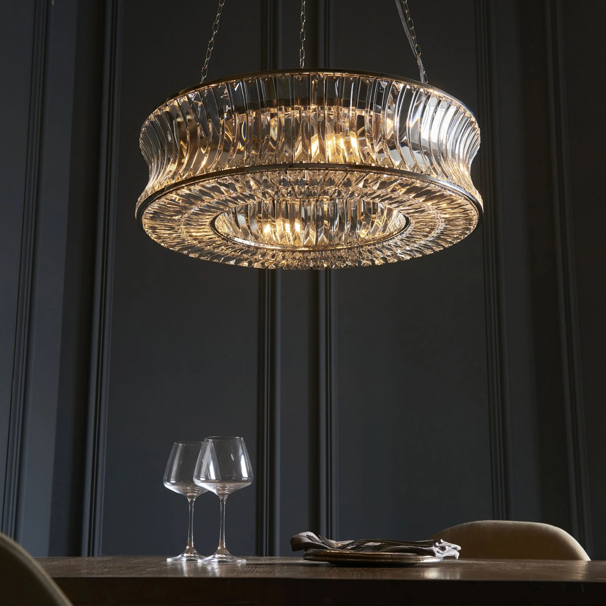 Roco 6 Light Crystal Pendant - Brass/ Nickel - Image 11