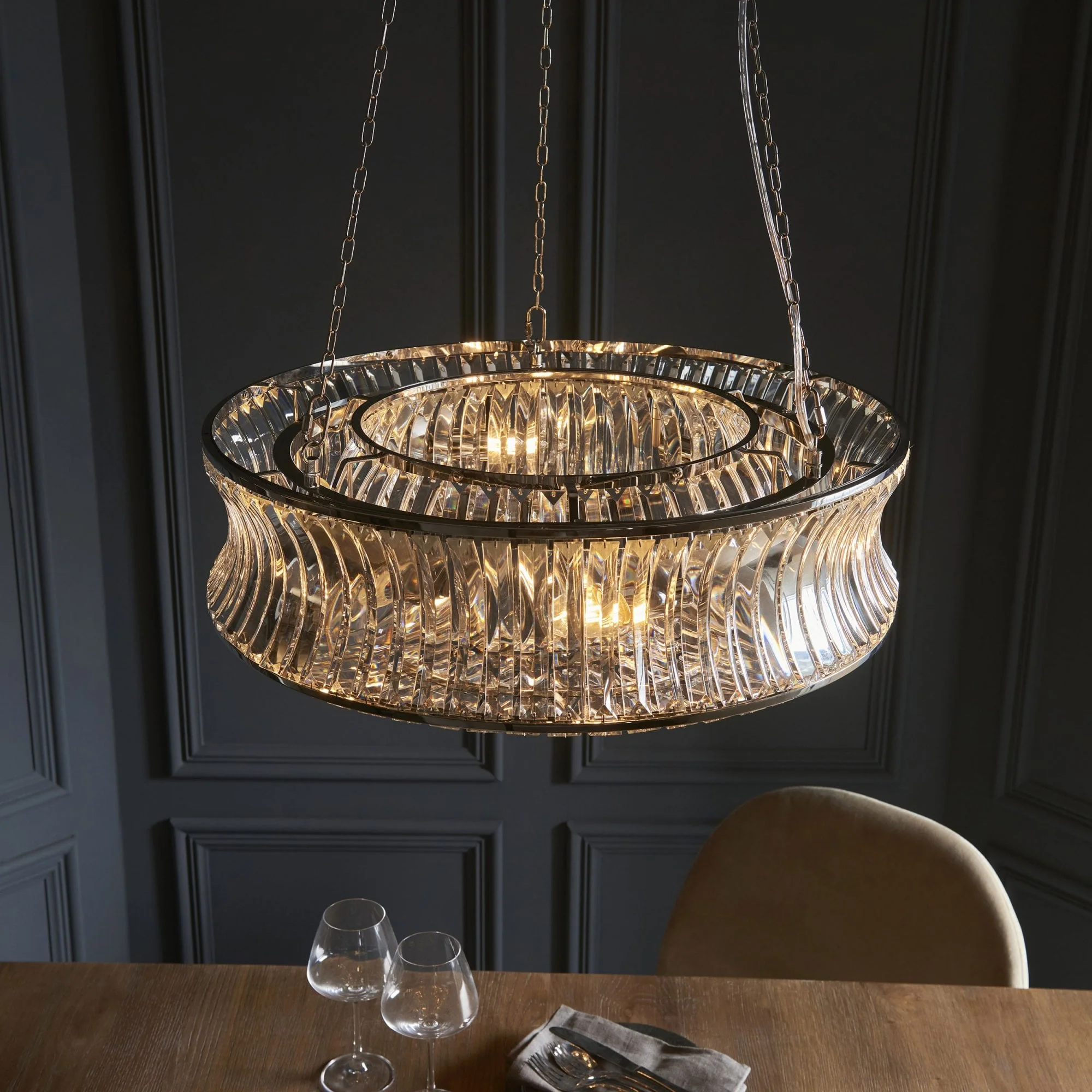 Roco 6 Light Crystal Pendant - Brass/ Nickel - Image 13