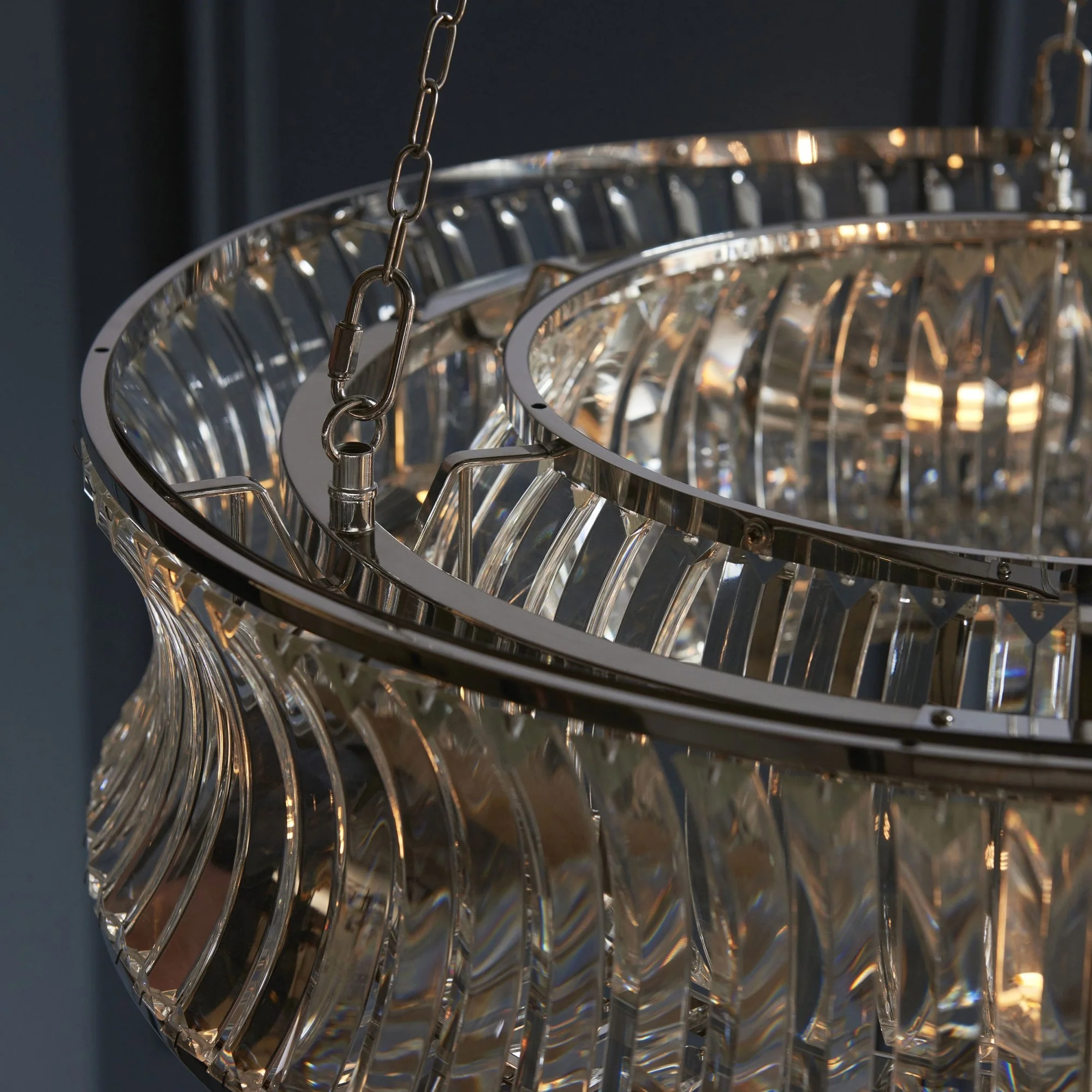 Roco 6 Light Crystal Pendant - Brass/ Nickel - Image 14