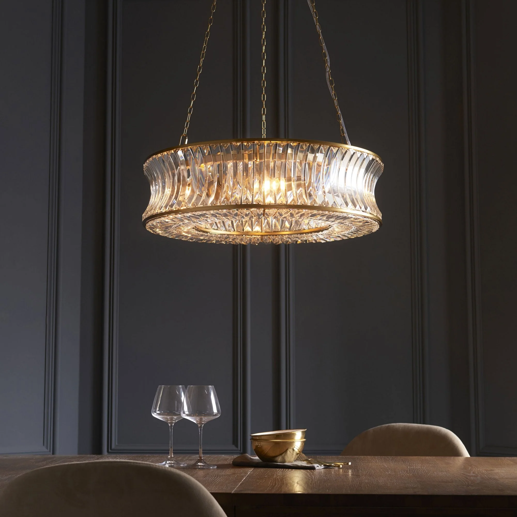 Roco 6 Light Crystal Pendant - Brass/ Nickel - Image 3