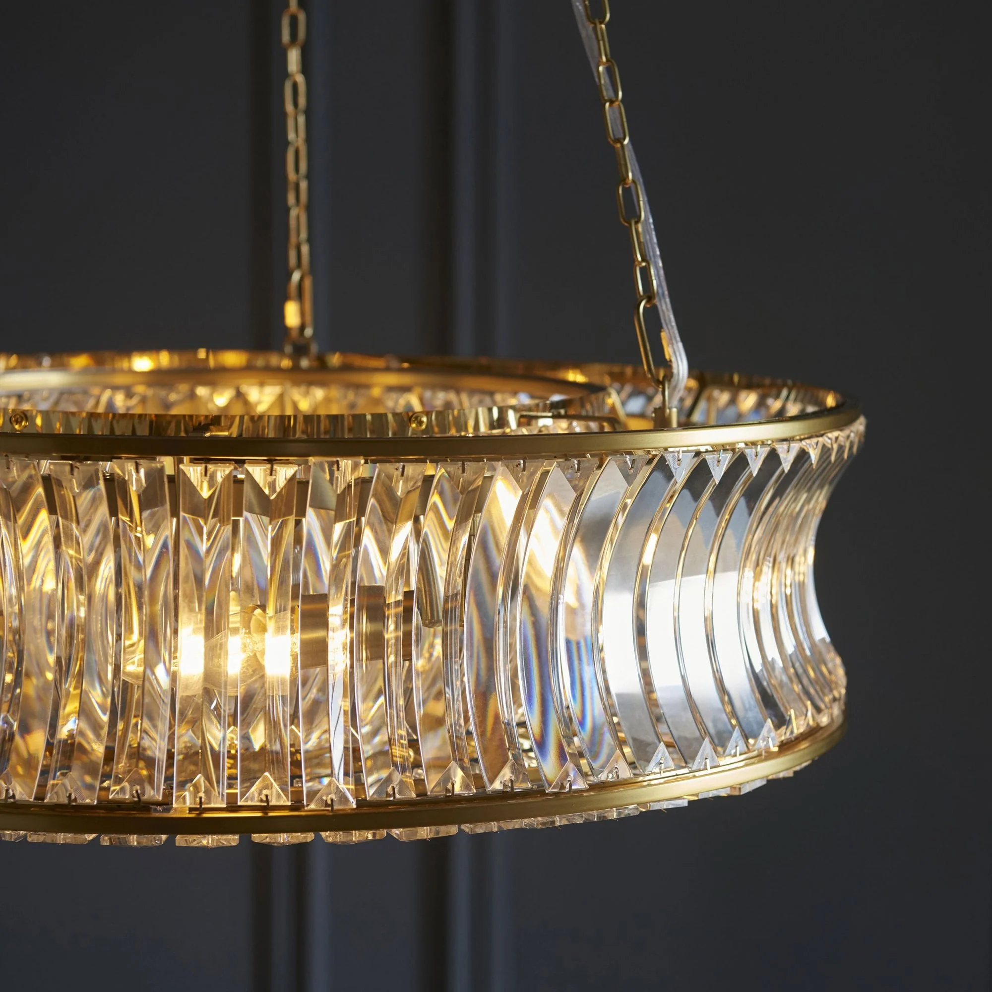 Roco 6 Light Crystal Pendant - Brass/ Nickel - Image 5