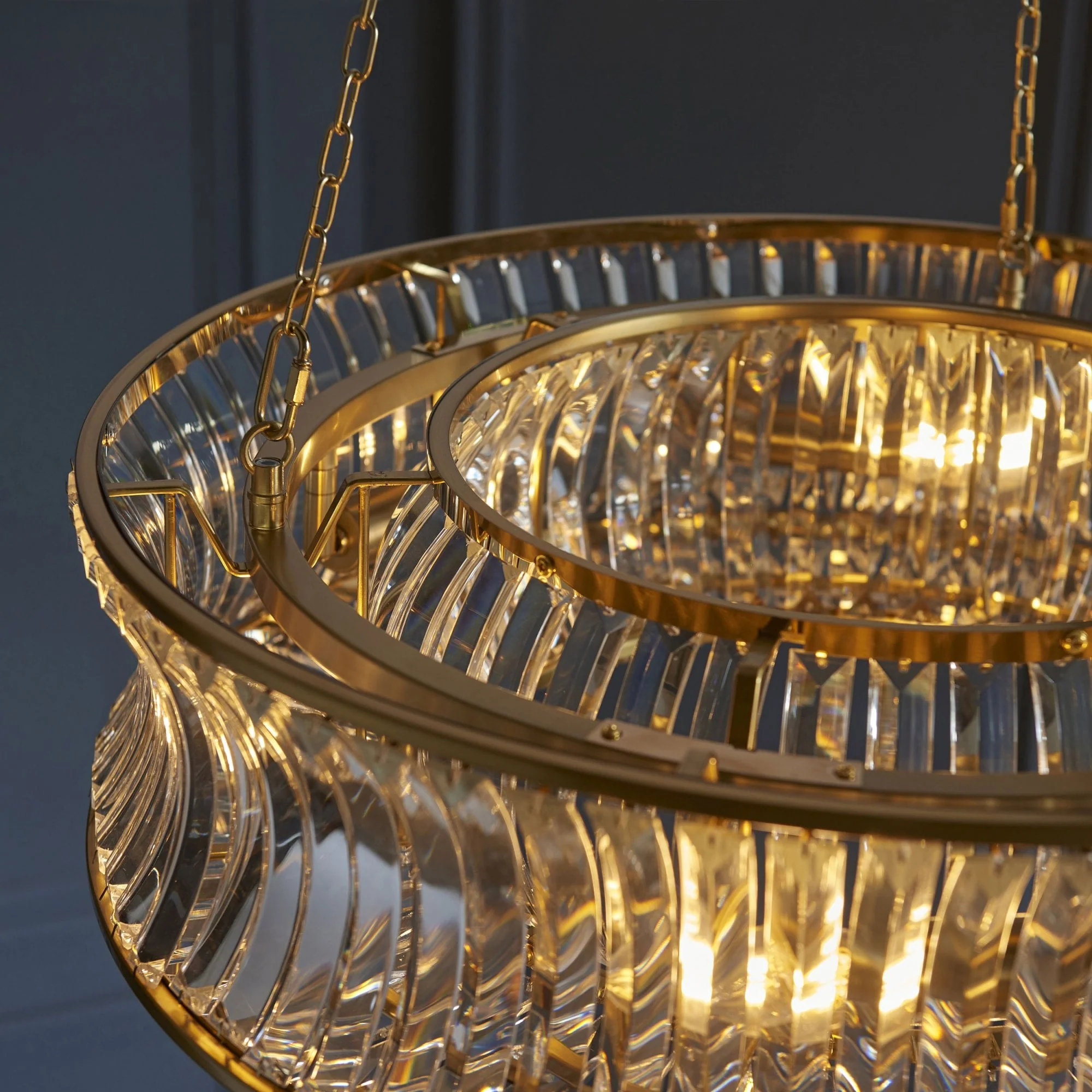 Roco 6 Light Crystal Pendant - Brass/ Nickel - Image 7