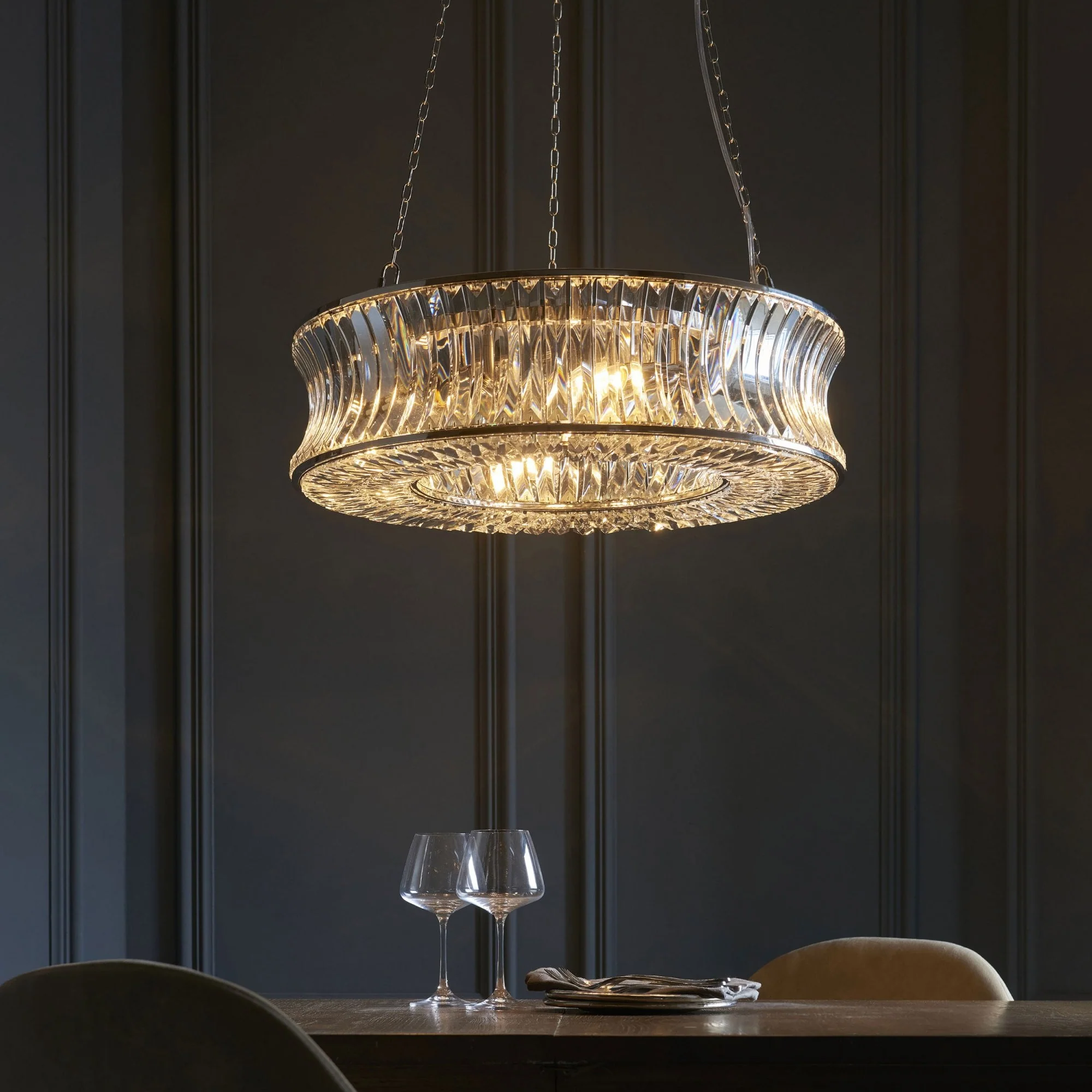 Roco 6 Light Crystal Pendant - Brass/ Nickel - Image 8