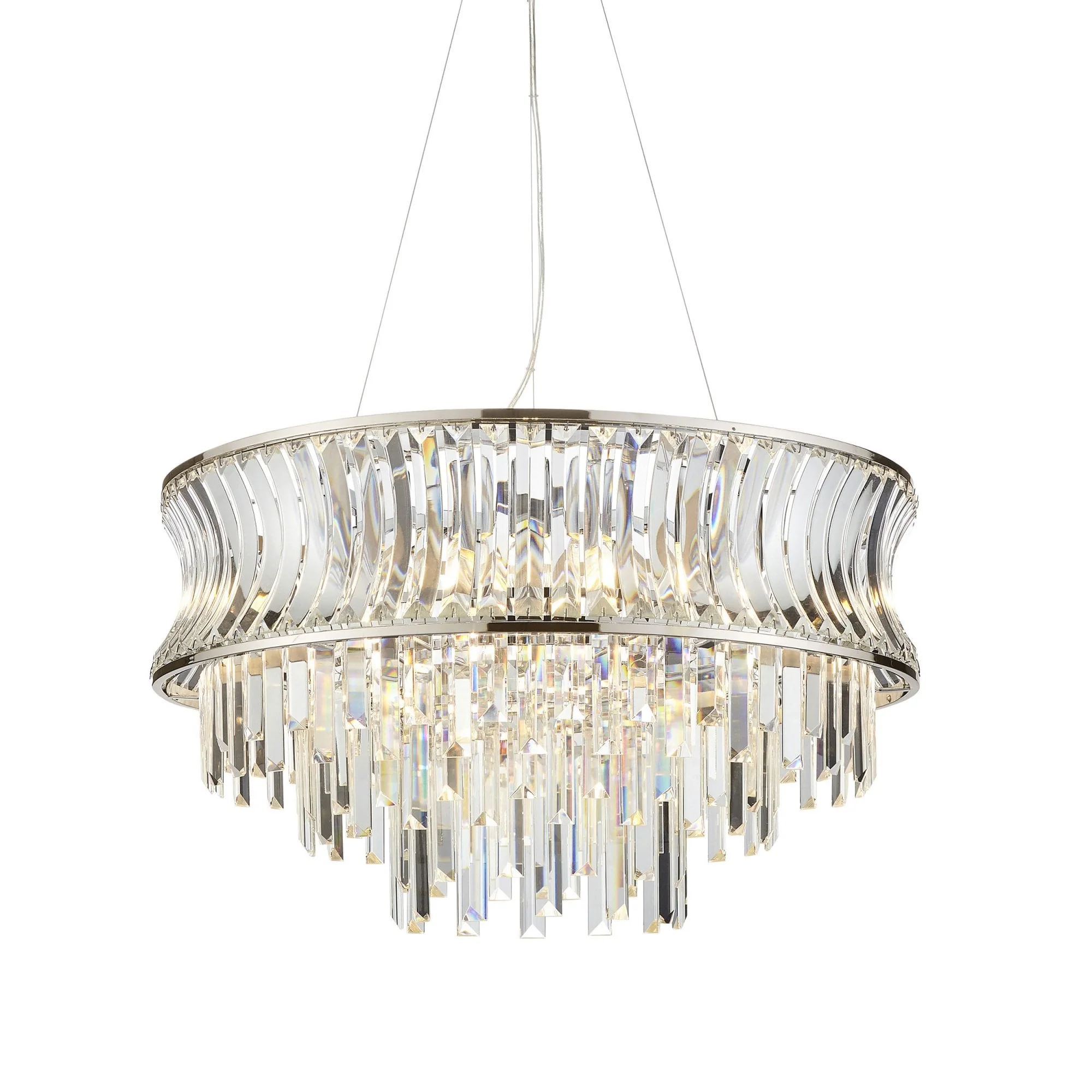 Roco 9 Light Tiered Crystal Pendant - Brass / Nickel - Image 12
