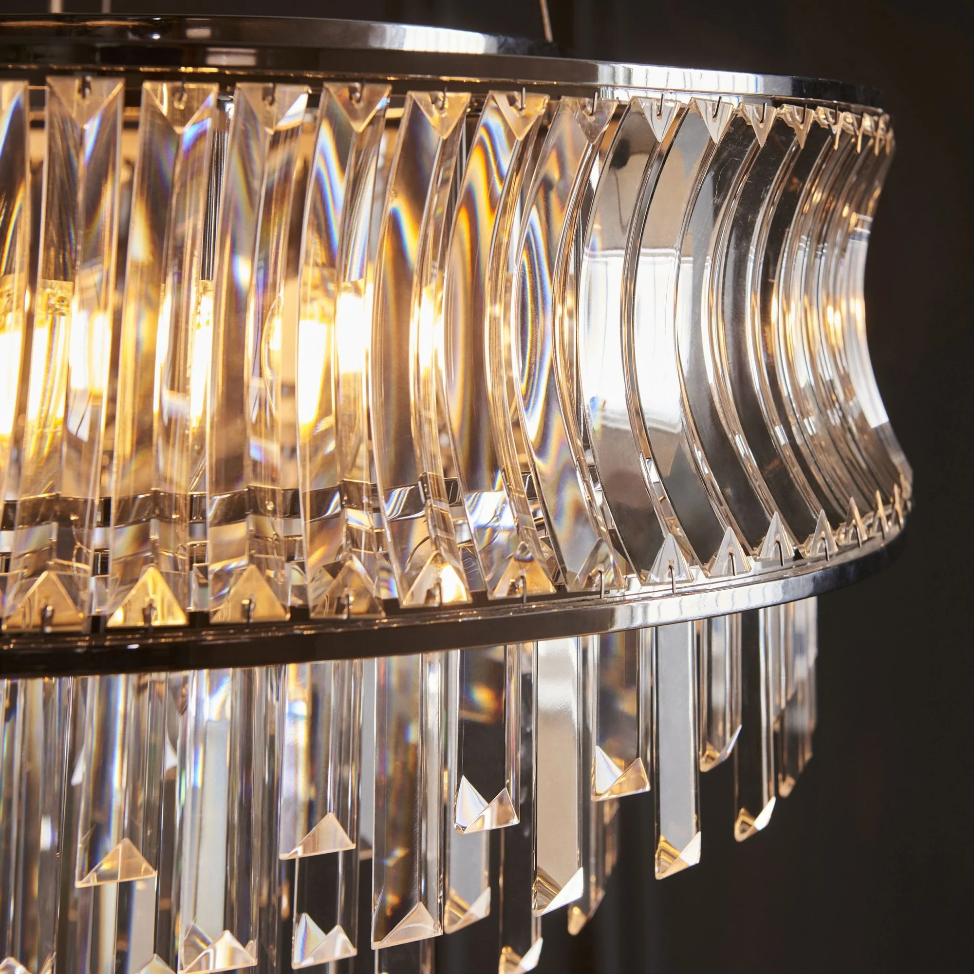 Roco 9 Light Tiered Crystal Pendant - Brass / Nickel - Image 15