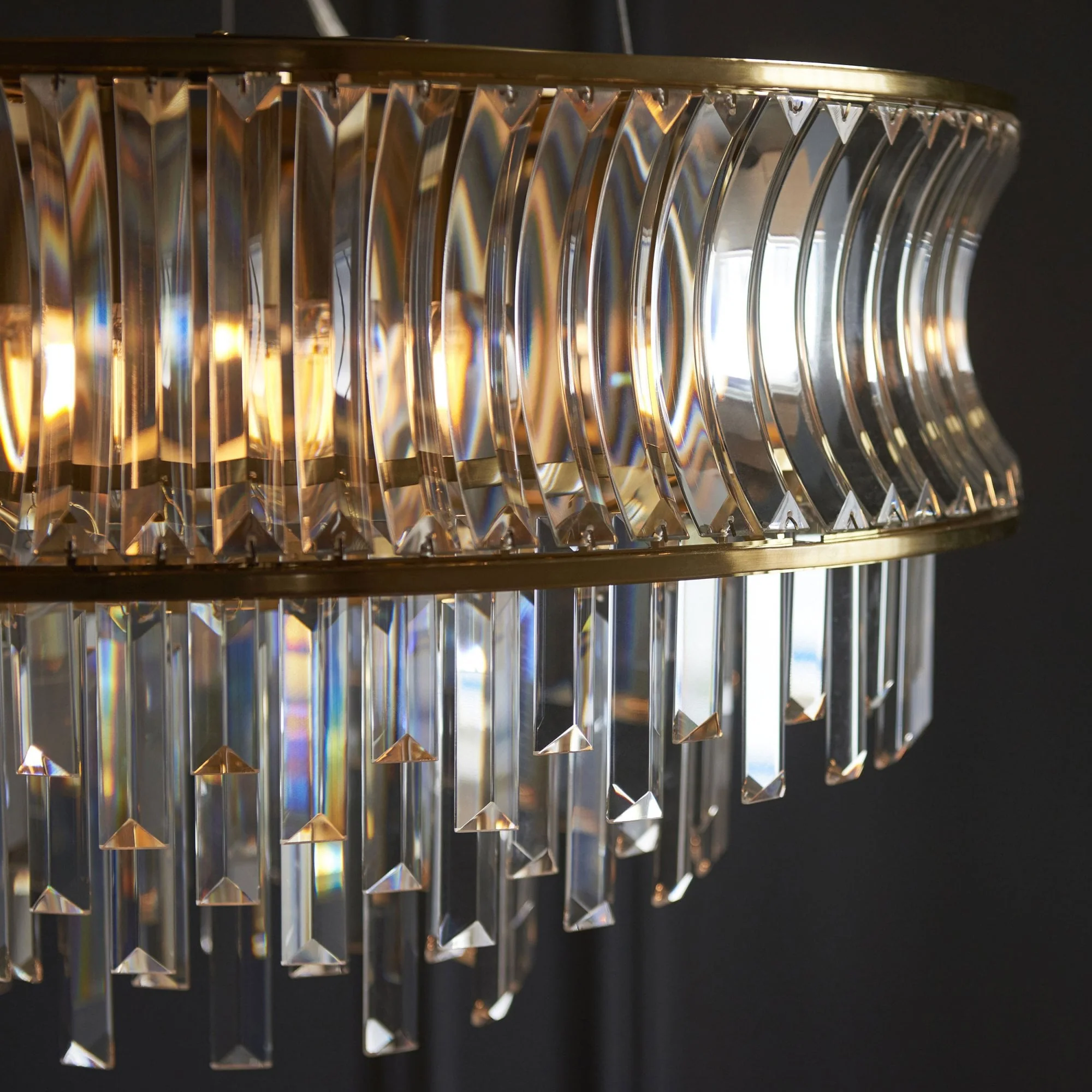 Roco 9 Light Tiered Crystal Pendant - Brass / Nickel - Image 4