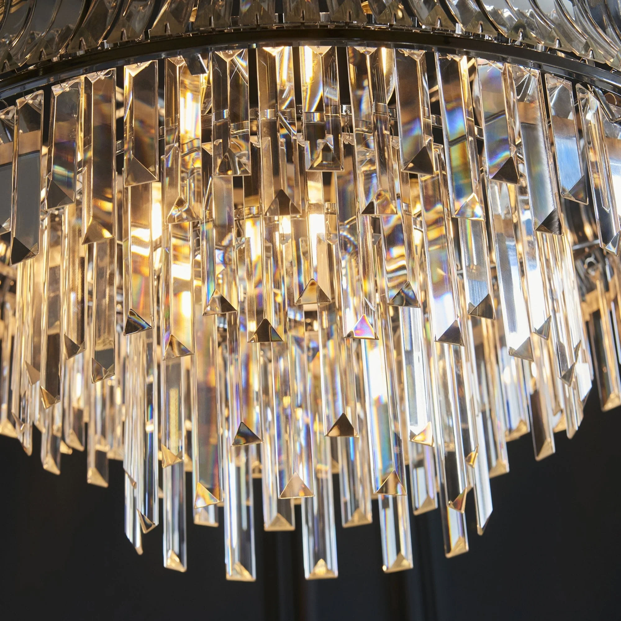 Roco 9 Light Tiered Crystal Pendant - Brass / Nickel - Image 9