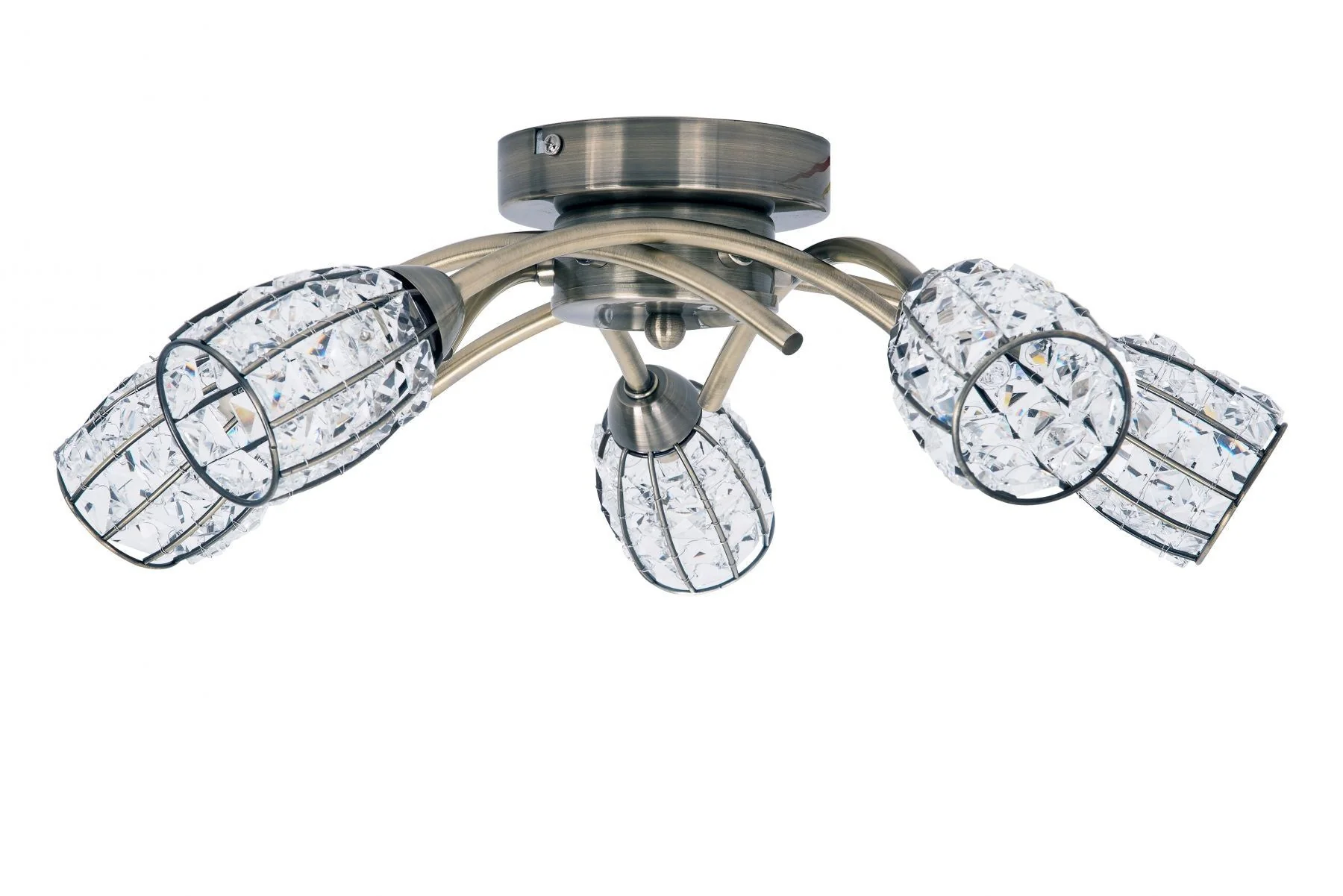Roma 3/5Lt Light with Crystal Shade - Antique Brass/Polished Chrome - Image 3