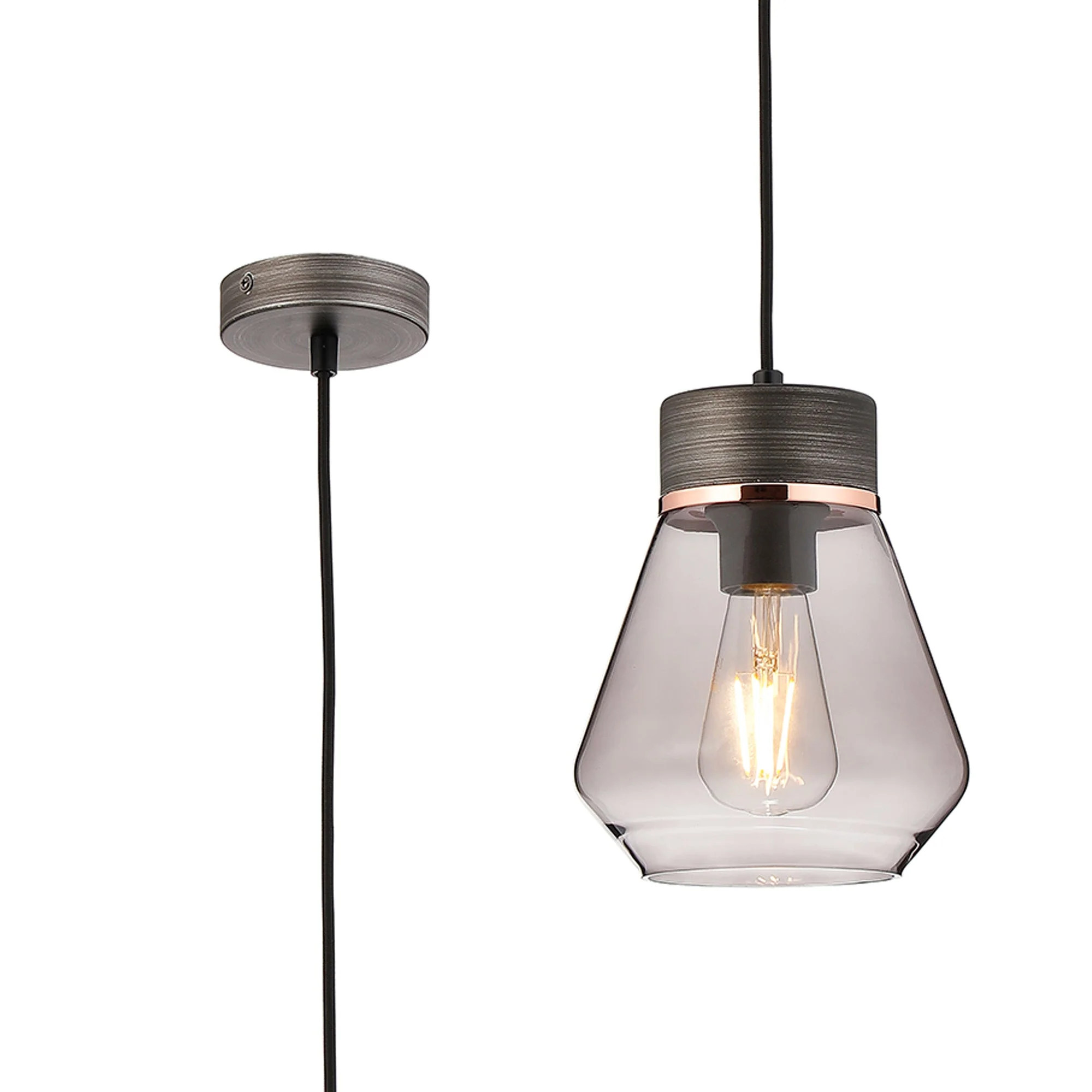 Rome 1 Light Pendant, Walnut/Aged Pewter - Image 15