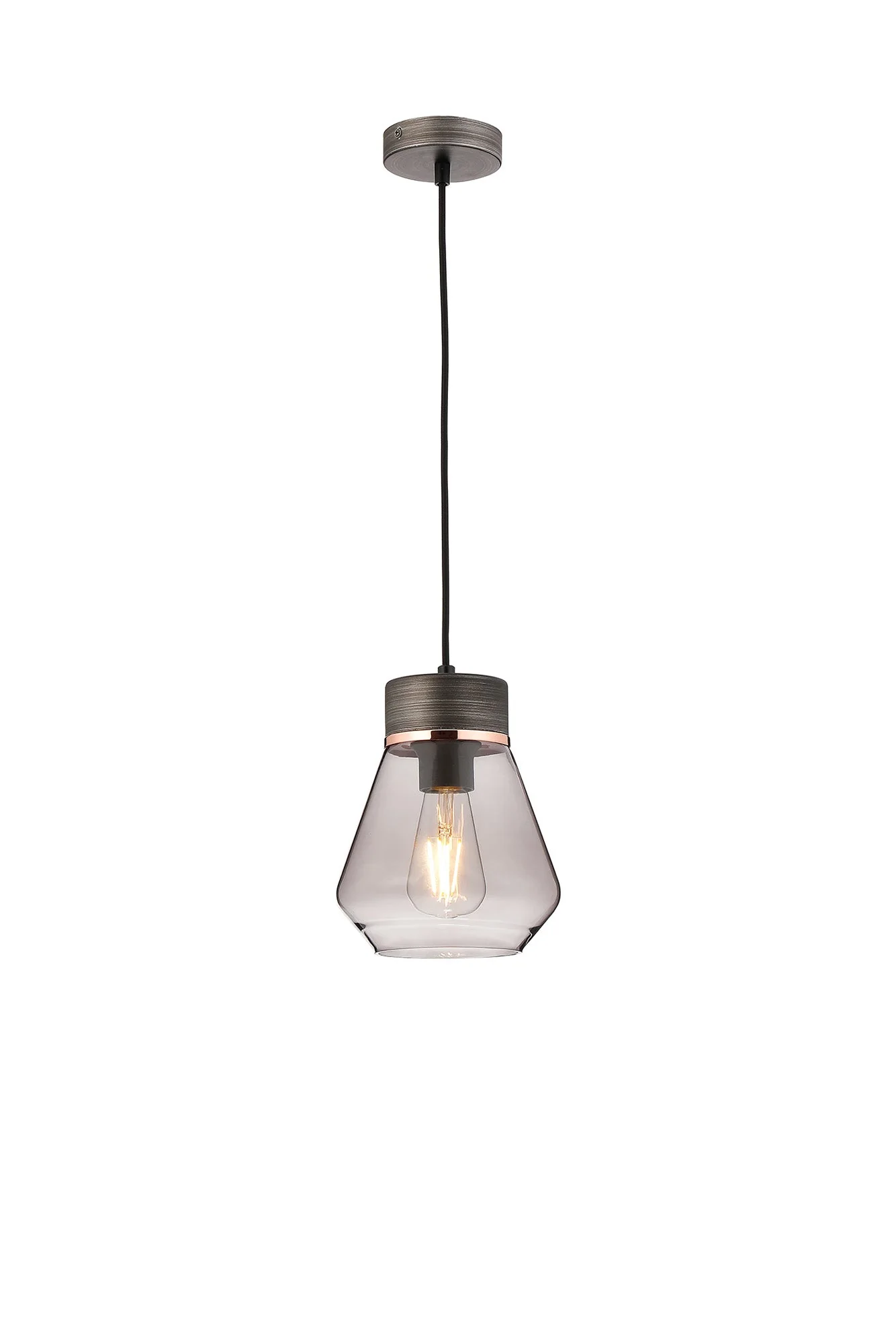 Rome 1 Light Pendant, Walnut/Aged Pewter - Image 9