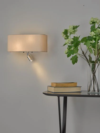 Ronda 3 Light Wall Light Grey/Ivory With LED Reading Light - Image 6