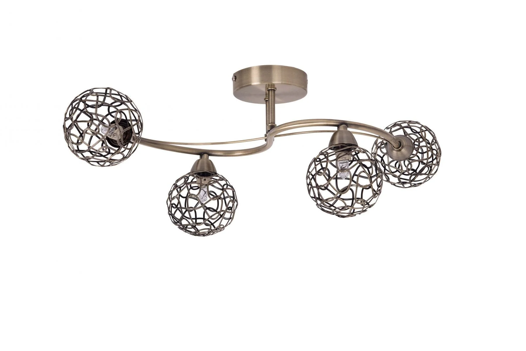 Ronda 4 Light  with Mesh Ball Shade - Antique Brass  Polished Chrome Finish - Image 2