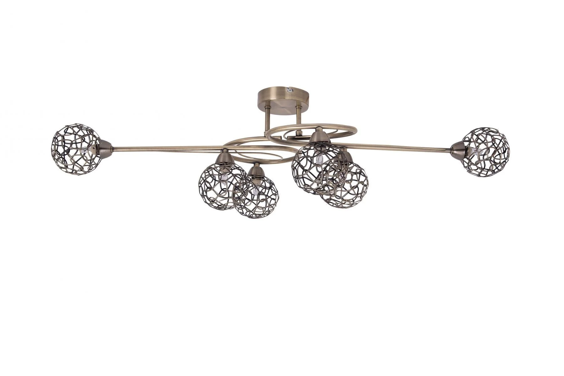 Ronda 6 Light with Mesh Ball Shade - Antique Brass/PolishedChrome Finish - Image 2