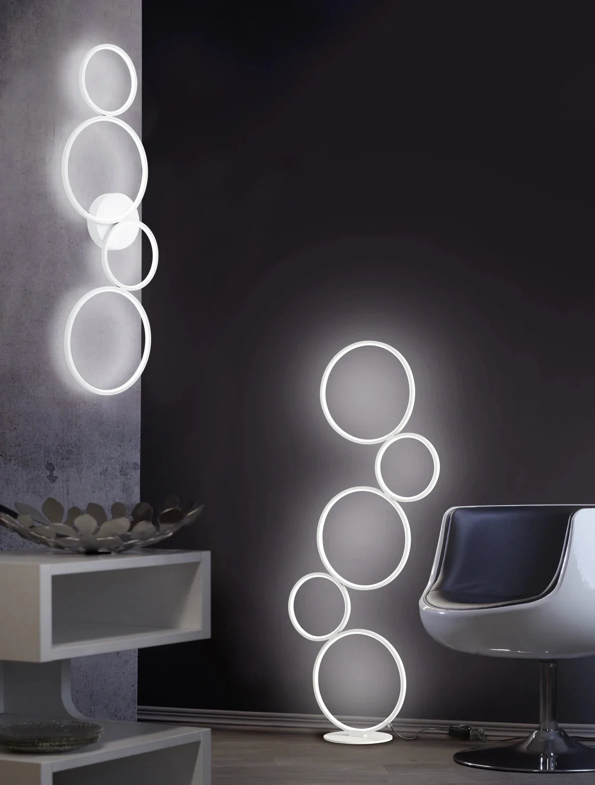 Rondo Modern LED Floor Lamp - White/Black - Image 5