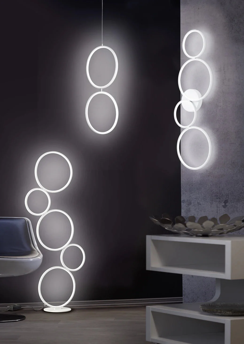 Rondo Modern LED Floor Lamp - White/Black - Image 6